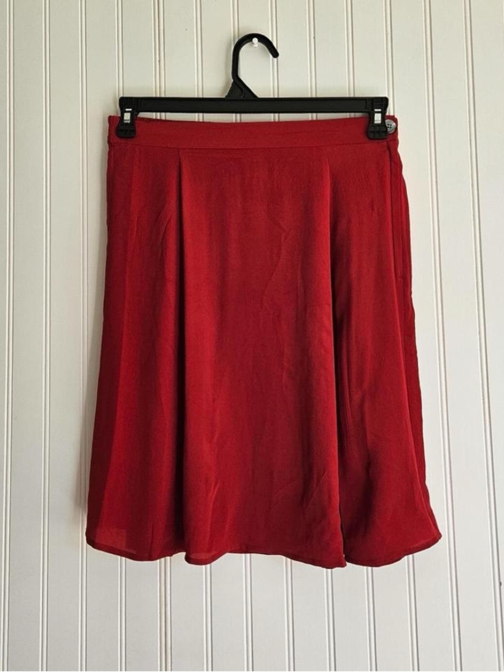 Red 100% Silk A Line Skirt M Vintage lightweight layering Ana and Frank red